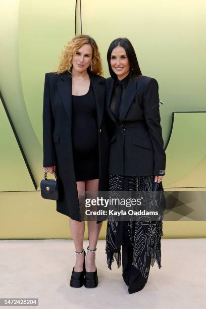 Rumer Willis and Demi Moore attend the Versace FW23 Show at Pacific Design Center on March 09, 2023 in West Hollywood, California.