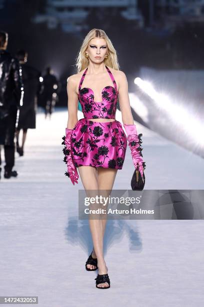 Stella Maxwell walks the runway during the Versace FW23 Show at Pacific Design Center on March 09, 2023 in West Hollywood, California.