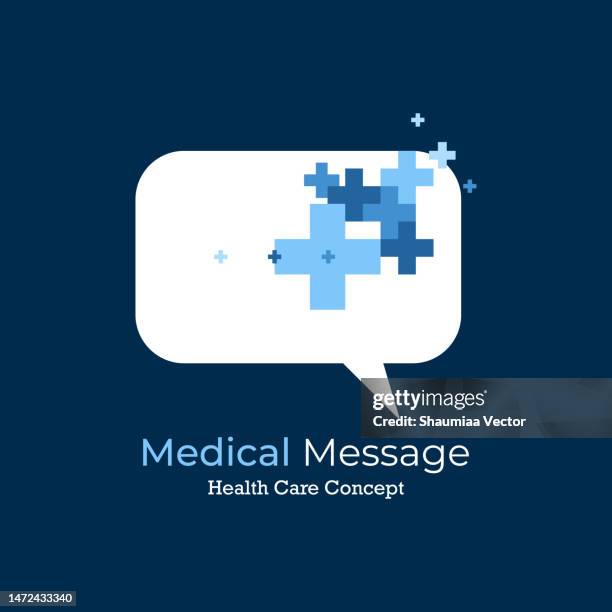 stockillustraties, clipart, cartoons en iconen met health medical logo concept with cross shape and speech bubble icon design - composition