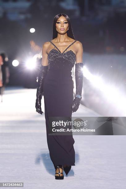 Naomi Campbell walks the runway during the Versace FW23 Show at Pacific Design Center on March 09, 2023 in West Hollywood, California.