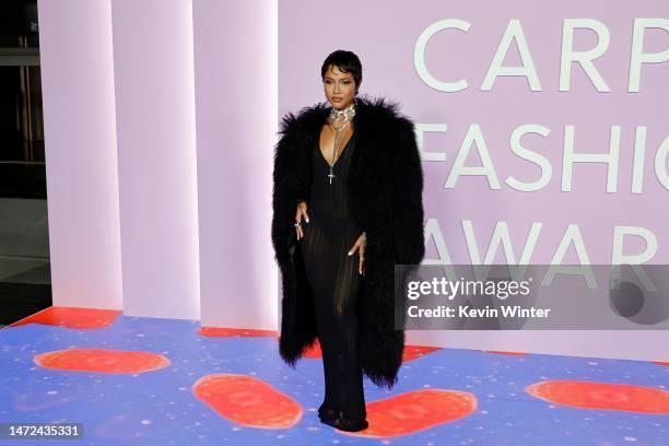 Karrueche Tran attends the 2023 Green Carpet Fashion Awards at NeueHouse Hollywood on March 09, 2023 in Hollywood, California.