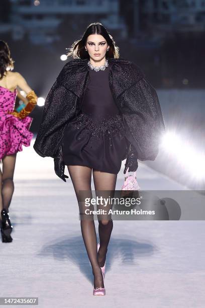 Kendall Jenner walks the runway during the Versace FW23 Show at Pacific Design Center on March 09, 2023 in West Hollywood, California.