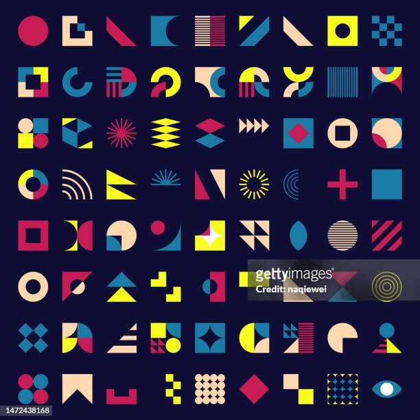 vector set of colors minimalism geometric bauhaus style simple symbol design elements - rectangle logo stock illustrations