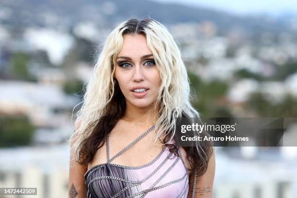 Miley Cyrus attends the Versace FW23 Show at Pacific Design Center on March 09, 2023 in West Hollywood, California.
