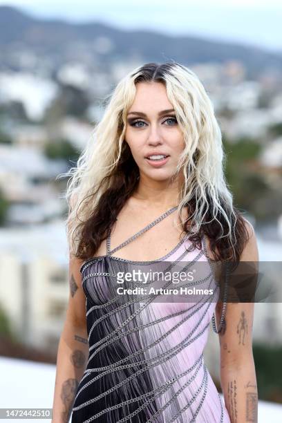 Miley Cyrus attends the Versace FW23 Show at Pacific Design Center on March 09, 2023 in West Hollywood, California.