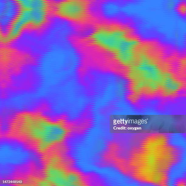 abstract distorted blue pink yellow heat blob iridescent texture striped background. thermography gradients - thermal image stock pictures, royalty-free photos & images