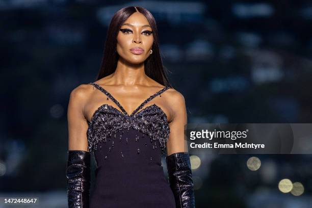Naomi Campbell walks the runway during the Versace FW23 Show at Pacific Design Center on March 09, 2023 in West Hollywood, California.