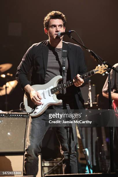 John Mayer performs at the Seventh Annual LOVE ROCKS NYC Benefit Concert for God’s Love We Deliver at Beacon Theatre on March 09, 2023 in New York...