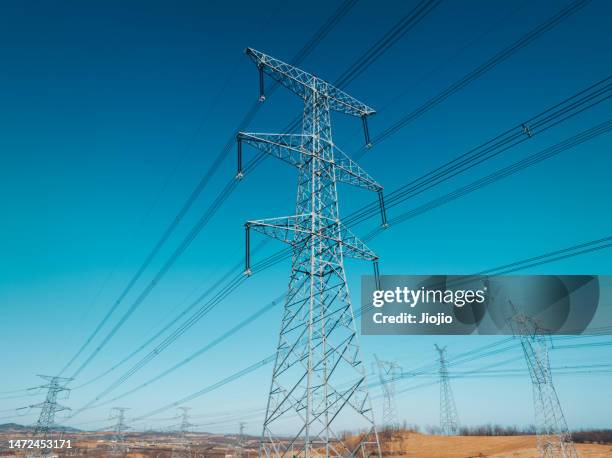 electricity pylon - rede elétrica imagens e fotografias de stock
