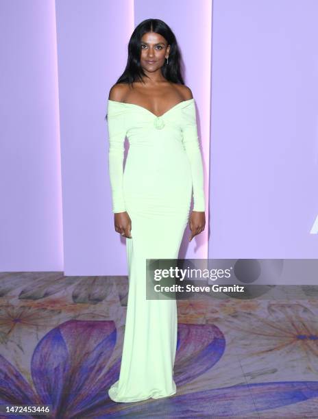 Simone Ashley arrives at the 2023 Green Carpet Fashion Awards at NeueHouse Hollywood on March 09, 2023 in Hollywood, California.