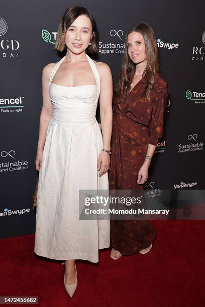 Olesya Rulin and g uest attends RCGD Global Pre-Oscars annual celebration at Eveleigh on March 09, 2023 in West Hollywood, California.