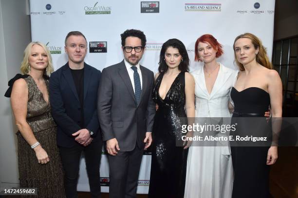 Cleona Ní Chrualaoí, Colm Bairéad, J.J. Abrams, Eve Hewson, Jessie Buckley and Kerry Condon attend Oscar Wilde Awards 2023 at Bad Robot on March 09,...