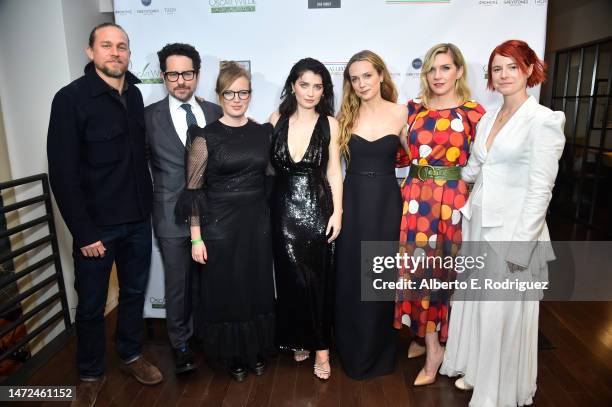 Charlie Hunnam, J.J. Abrams, Sarah Polley, Eve Hewson, Kerry Condon, Rhea Seehorn and Jessie Buckley attend Oscar Wilde Awards 2023 at Bad Robot on...