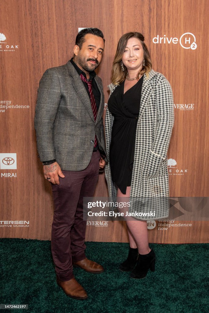 Isaias Peña and Rachael Kopp attend The Drive H2 Green Pre-Oscar Gala