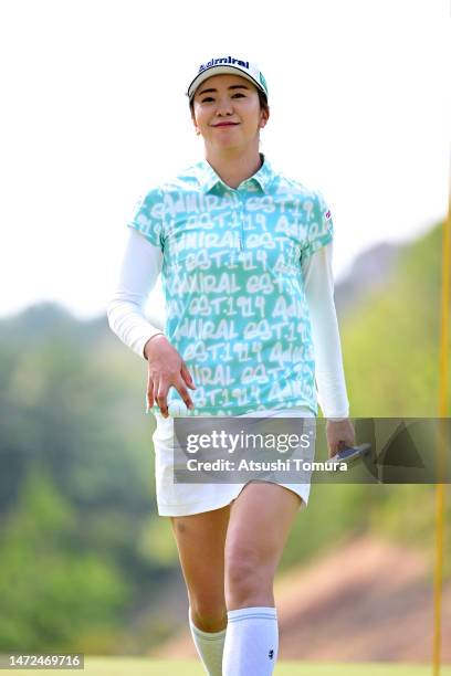 Kotone Hori of Japan smiles on the 11th green during the second round of Meiji Yasuda Life Insurance Ladies Yokohama Tire Golf Tournament at Tosa...