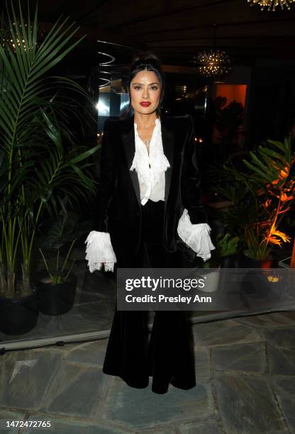 Salma Hayek attends W Magazine and Saint Laurent Directors Dinner at Private Residence on March 09, 2023 in Los Angeles, California.