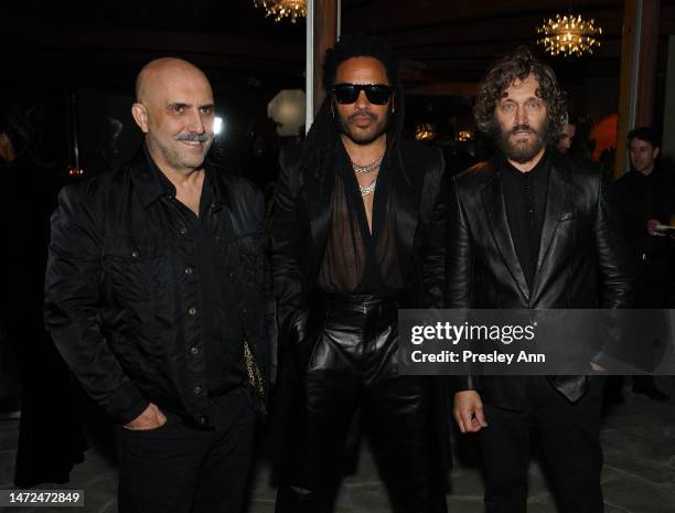 Gaspar Noe, Lenny Kravitz, and Vincent Gallo attend W Magazine and Saint Laurent Directors Dinner at Private Residence on March 09, 2023 in Los...