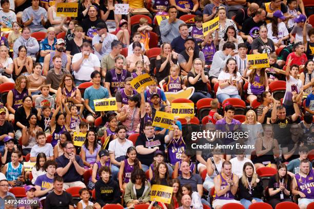 General view of crowds during game three of the NBL Grand Final series between Sydney Kings and New Zealand Breakers at Qudos Bank Arena, on March 10...