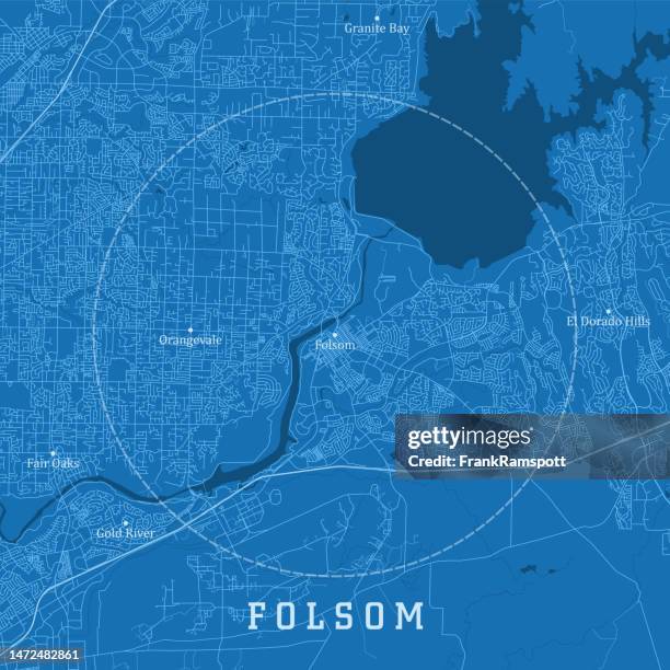 folsom ca city vector road map blue text - fair oaks california stock illustrations