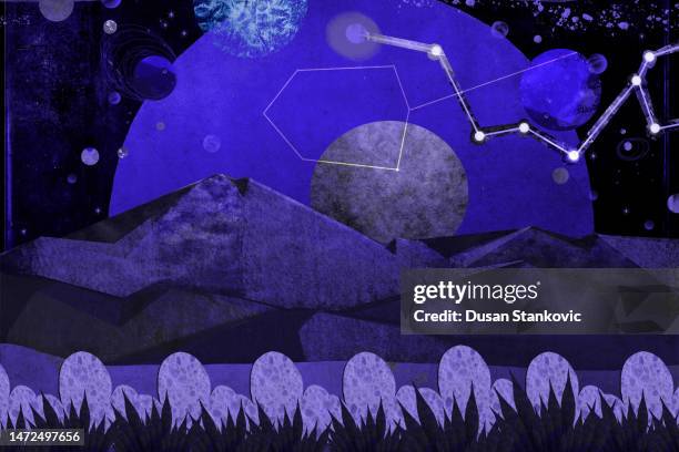 stockillustraties, clipart, cartoons en iconen met panoramic landscape of mountains - blue mountains