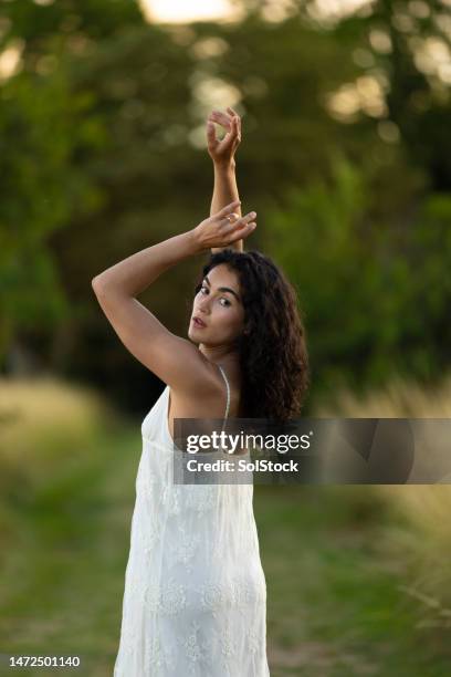 meadow elegence - sleeveless dress stock pictures, royalty-free photos & images