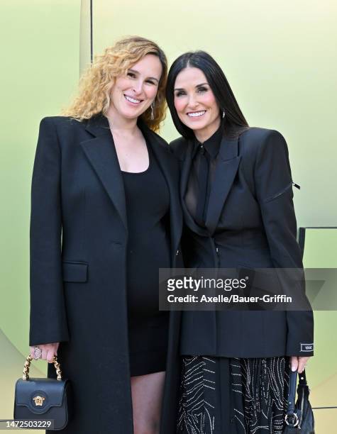 Rumer Willis and Demi Moore attend the Versace FW23 Show at Pacific Design Center on March 09, 2023 in West Hollywood, California.