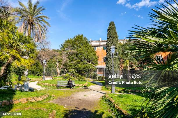 a corner of peace within the gardens of villa aldobrandini on the quirinal hill in the historic heart of rome - frascati lazio stock pictures, royalty-free photos & images