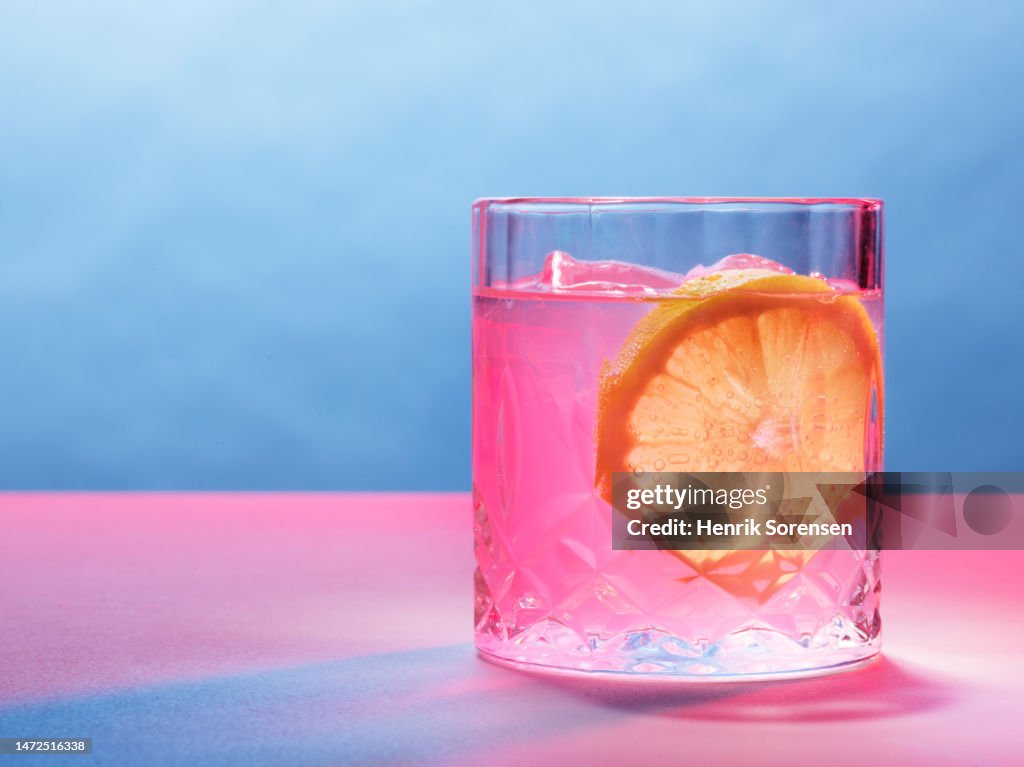 Pink drink with lemon