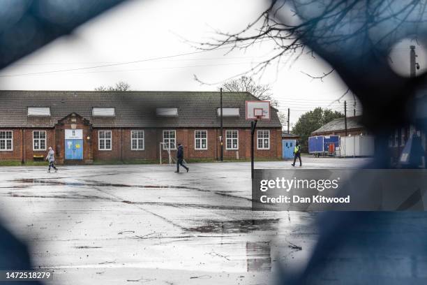Napier Barracks, a former military barracks that is being used to house asylum seekers on March 10, 2023 in Folkestone, England. The UK government...