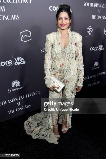 Freida Pinto attends the 2nd Annual South Asian Excellence Pre-Oscars Celebration at Paramount Pictures Studios on March 09, 2023 in Los Angeles,...