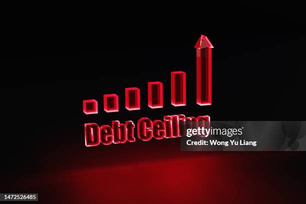 debt ceiling in red tone, 3d render - debt ceiling stock-fotos und bilder