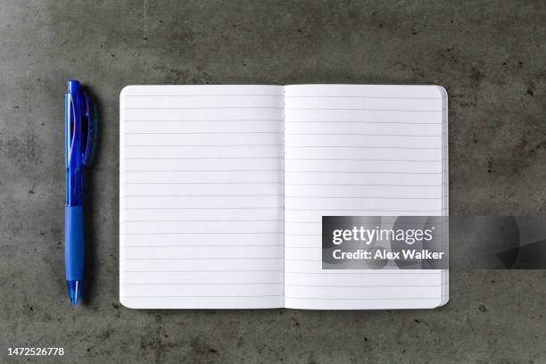 ballpoint pen and notebook with lined paper - agenda template stock pictures, royalty-free photos & images