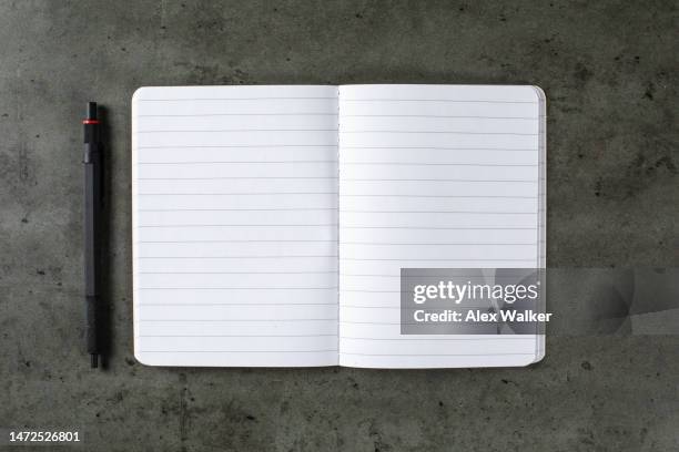 ballpoint pen and notebook with lined paper - agenda template stock pictures, royalty-free photos & images