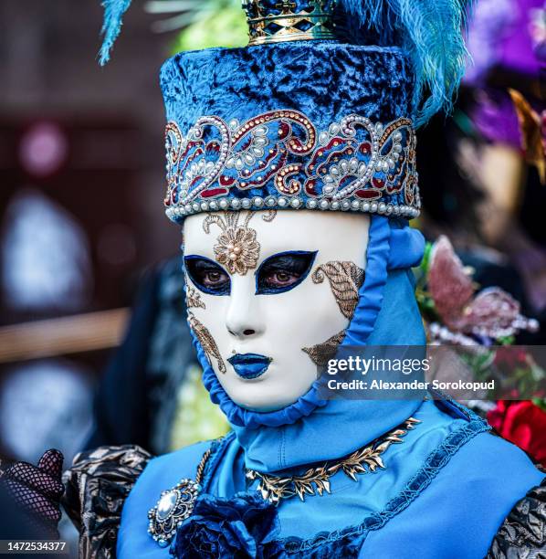 venetian carnival in rosheim, alsace, france - traditional italian dress stock pictures, royalty-free photos & images