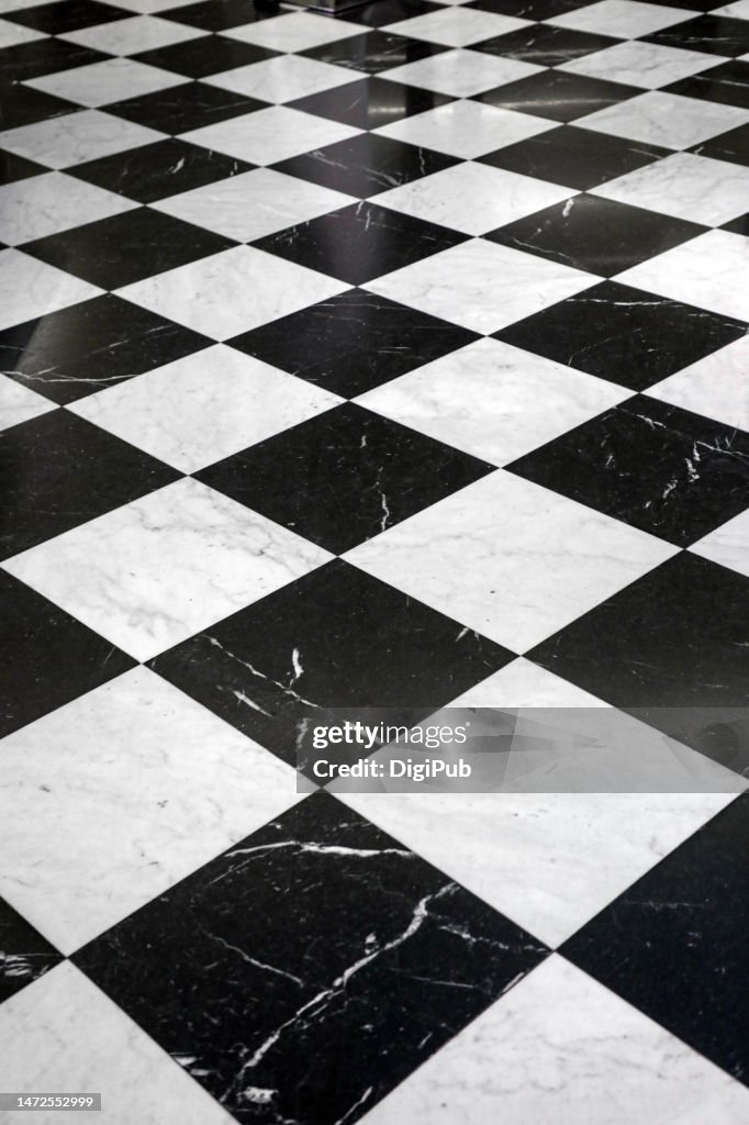 Black and white tiled floor