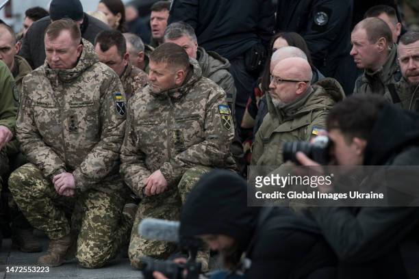 Ukrainian Chief of the General Staff Serhii Shaptala , Commander-in-Chief of the Armed Forces of Ukraine Valerii Zaluzhnyi and Minister of Defence of...