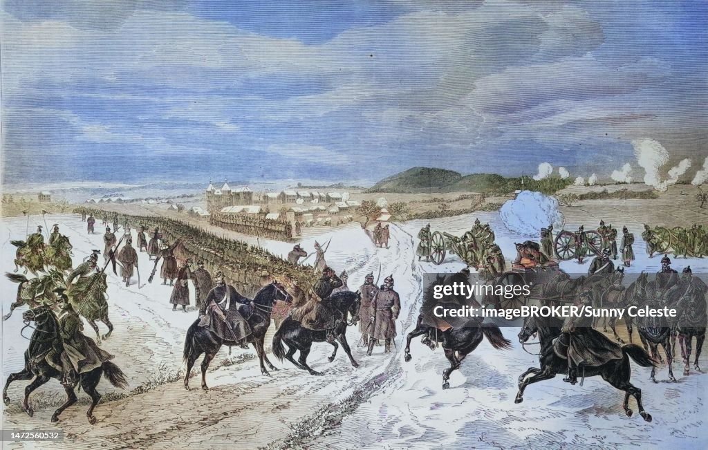 Die badischen truppen im Gefecht bei Montbeliard, illustrated war history, German, French war 1870-1871, Germany, France, Badenian forces in the battle with Montbeliard, illustrated war history, German, French war 1870-1871, Germany, France