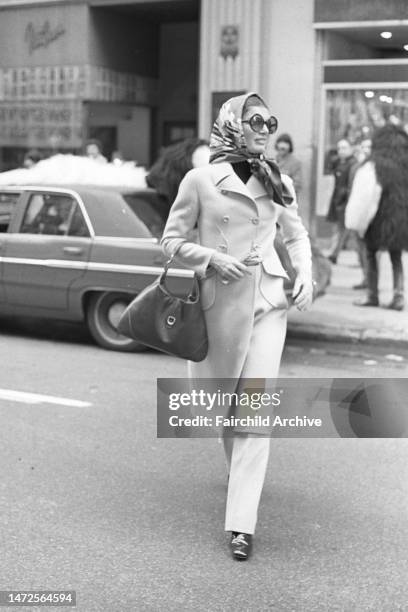 Jacqueline Kennedy Onassis photographed in New York with the Gucci "Jackie" handbag on November 30, 1970.