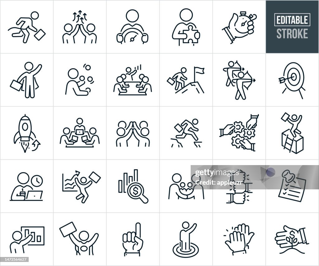 Business Efficiency And Productivity Thin Line Icons - Editable Stroke