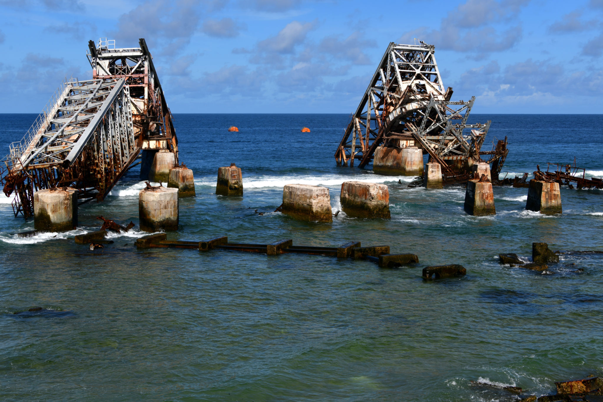 Nauru Phosphate Cantilevers collapsed on the Pacific Ocean, Aiwo, Nauru Nauru Phosphate Cantilevers collapsed on the Pacific Ocean, Aiwo, Nauru