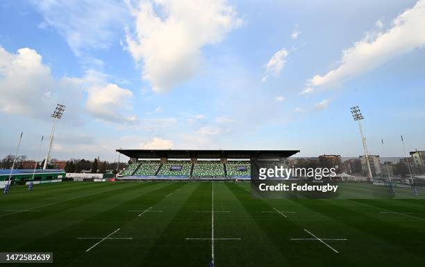 General view inside the stadium before the U20 Six Nations Rugby match between Italy and Wales at Stadio comunale di Monigo on March 10, 2023 in...