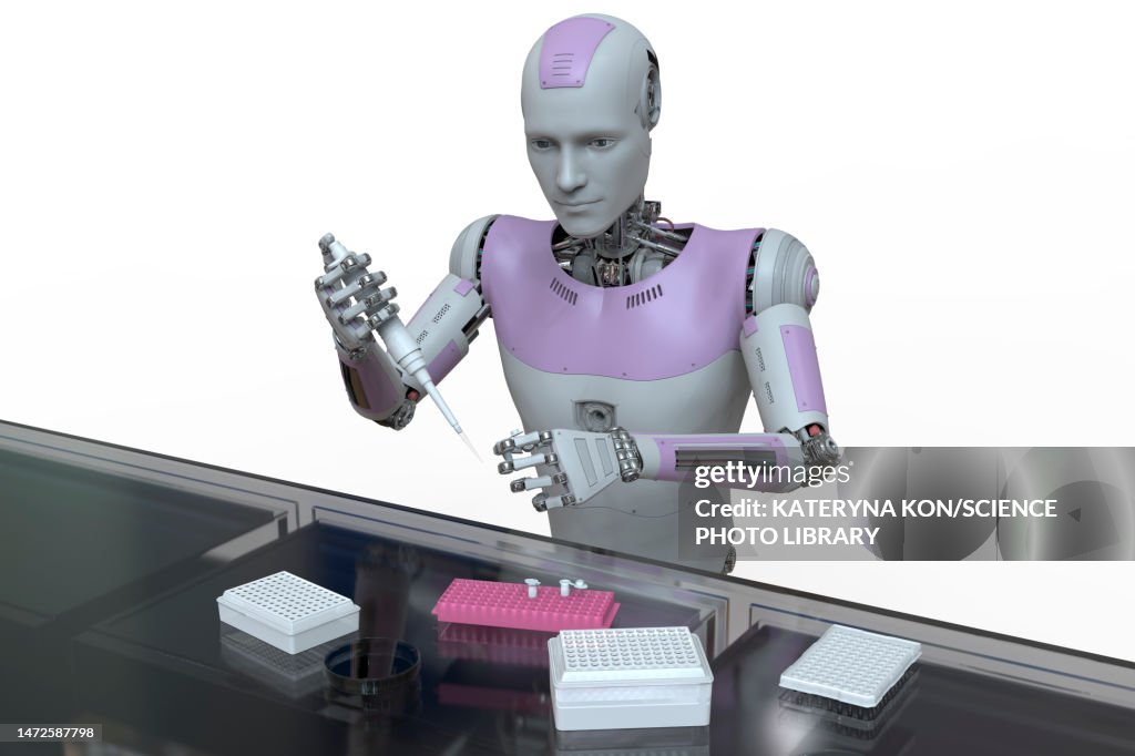 Humanoid Robot Working In Laboratory Conceptual Illustration High-Res ...