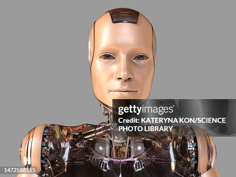 Futuristic Humanoid Robot Illustration High-Res Vector Graphic