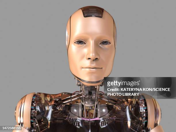 futuristic humanoid robot, illustration - distraught stock illustrations