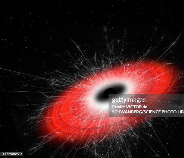 hawking radiation, conceptual illustration - black hole event horizon stock illustrations