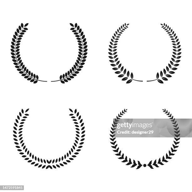 laurel wreath set vector design. - floral logo elements stock illustrations