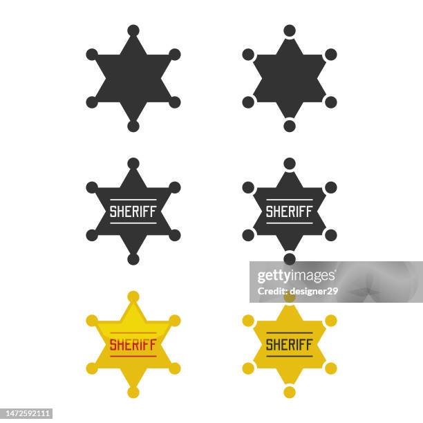 sheriff badge set vector design on white background. - sheriff vector stock illustrations