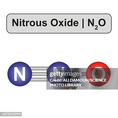Nitrous oxide molecule, illustration Nitrous oxide molecule, illustration