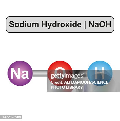 Sodium hydroxide molecule, illustration Sodium hydroxide molecule, illustration