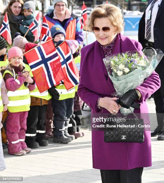 Queen Sonja of Norway attends the Festival of Nature Photography on March 10, 2023 in Ski, Norway.
